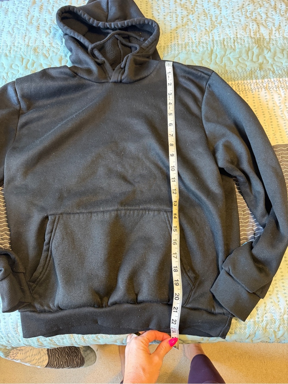 Classic Black Men's Hooded Sweatshirt - Picture 3 of 5